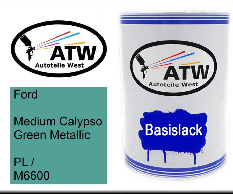 Ford, Medium Calypso Green Metallic, PL / M6600: 500ml Lackdose, von ATW Autoteile West.